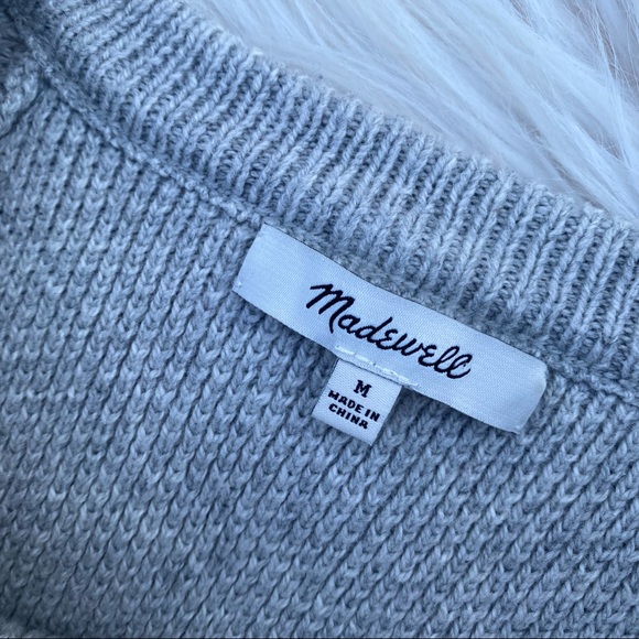 Madewell gray cross back crewneck sweater medium - Picture 5 of 5